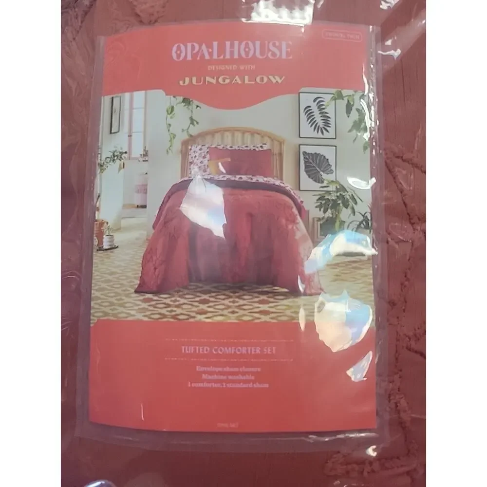 13006 Twin/Twin XL Geo Sun Print Comforter and Sham Set Geo Sun- Orange/Fuschia